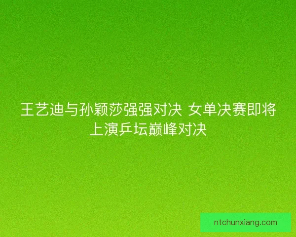王艺迪与孙颖莎强强对决 女单决赛即将上演乒坛巅峰对决